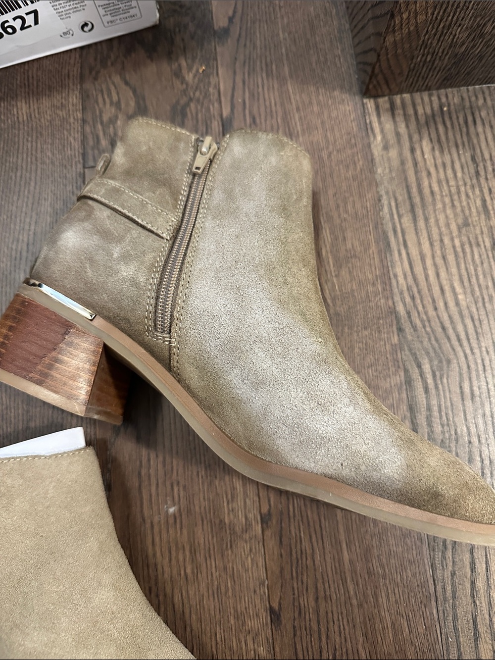 Aldo Serrafina Suede Leather Ankle Bootie with Buckle Strap - Taupe - Picture 6 of 13